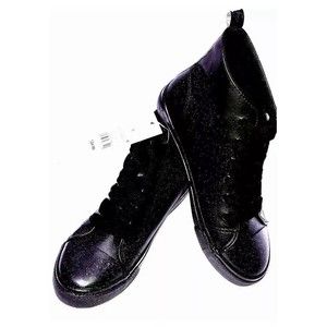 New big Girl PURPLE GLITTER Black High Top Sneakers size 3 Shoes Cat & Jack Boot